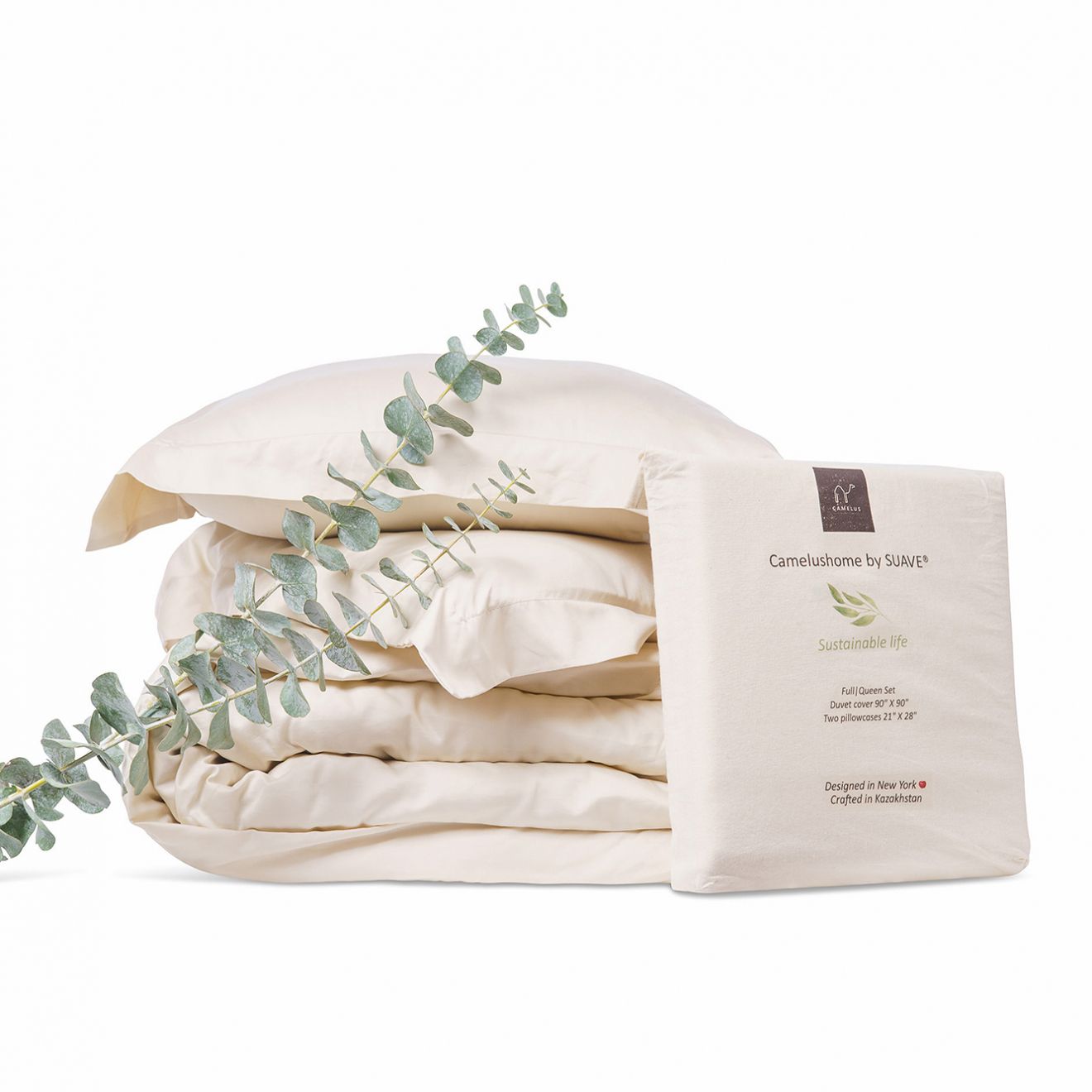 Light beige duvet cover set and pillowcases